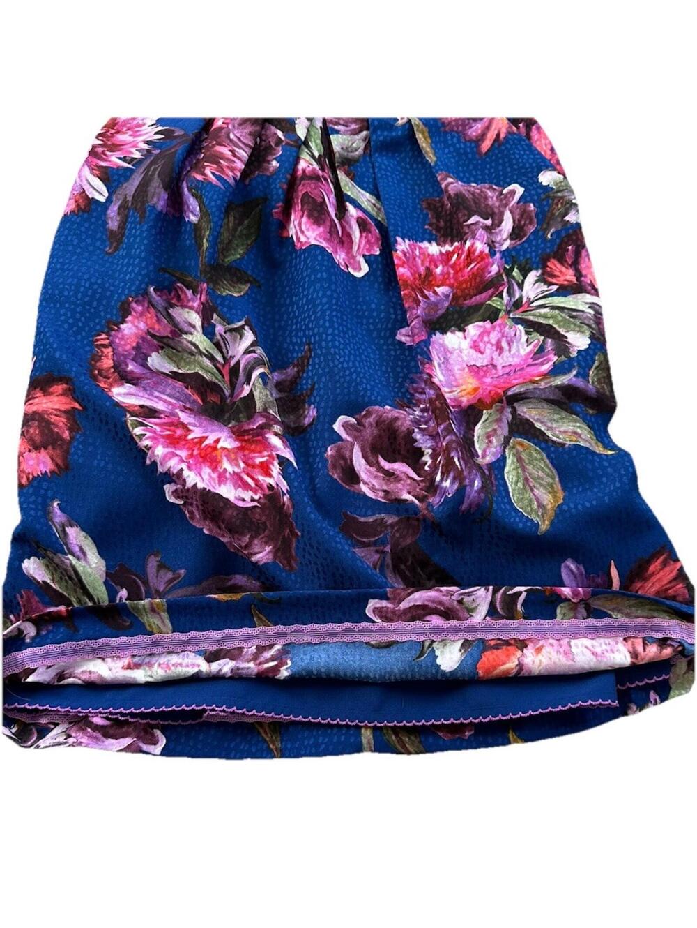 Anthropologie Moulinette Soeurs Rosado Dress 4 Blue Floral Print Cap Sleeve - Picture 7 of 9